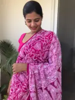 Hot Pink Georgette with Handwoven Chikankari