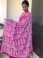 Hot Pink Georgette with Handwoven Chikankari - Image 5
