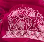 Hot Pink Georgette with Handwoven Chikankari - Image 6