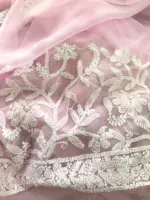 Baby Pink Georgette with Handwoven Chikankari - Image 5