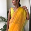 Ombre Yellow Chiffon Saree highlighted with Mirror Work