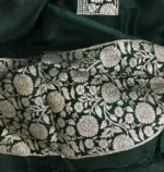 Mint Chiffon Silk Saree adorned with Antique Zari Weaves - Image 6