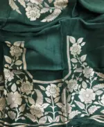 Fuschia Pink Chiffon Silk Saree adorned with Antique Zari Weaves - Image 6