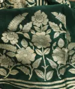 Fuschia Pink Chiffon Silk Saree adorned with Antique Zari Weaves - Image 7