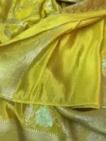 Golden Yellow Tissue Georgette Saree highlighted with Jaquard Gold Zari Weaves - Image 8