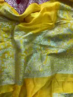 Fuschia Pink Organza Silk Saree with Antique Zari Weaves highlighted with contrast piping - Image 6