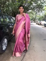 Onion Pink Dola Silk Saree with Antique Zari Weaves - Image 2