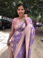 Lilac Banarasi Georgette Silk Saree highlighted with Meenakari Work