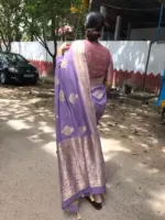 Lilac Banarasi Georgette Silk Saree highlighted with Meenakari Work - Image 6