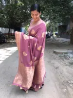 Mauve Banarasi Georgette Silk Saree highlighted with Meenakari Work - Image 4