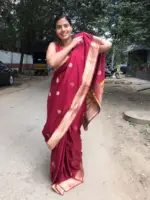 Maroon Crepe Silk Saree with Meenakari Designer Pallu - Image 5