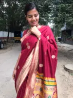 Maroon Crepe Silk Saree with Meenakari Designer Pallu