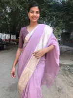 Lilac Chiffon Silk Saree adorned with Antique Zari Weaves
