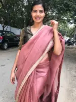Mauve Handwoven Hand Embroidered Organza Silk Saree