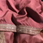 Mauve Handwoven Hand Embroidered Organza Silk Saree - Image 7