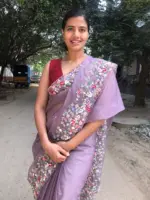 Lavender Pure Handwoven Organza Silk Saree Beautifully hand embroidered with Florals, pearls and beads - Image 6