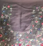 Lavender Pure Handwoven Organza Silk Saree Beautifully hand embroidered with Florals, pearls and beads - Image 9