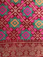 Deep Red Dola Silk Saree with Gota Patti Work - Image 5