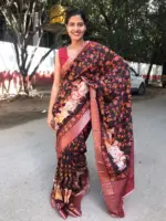Brown Printed Crepe Silk Saree - Image 2