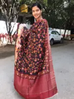 Brown Printed Crepe Silk Saree - Image 4