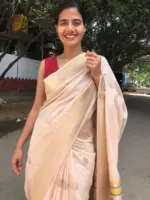 Offwhite Crepe Silk Saree with Meenakari Designer Pallu