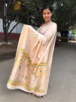 Offwhite Crepe Silk Saree with Meenakari Designer Pallu - Image 2