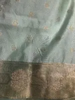 Mint Organza Silk Saree with Zari Buttas all over - Image 5