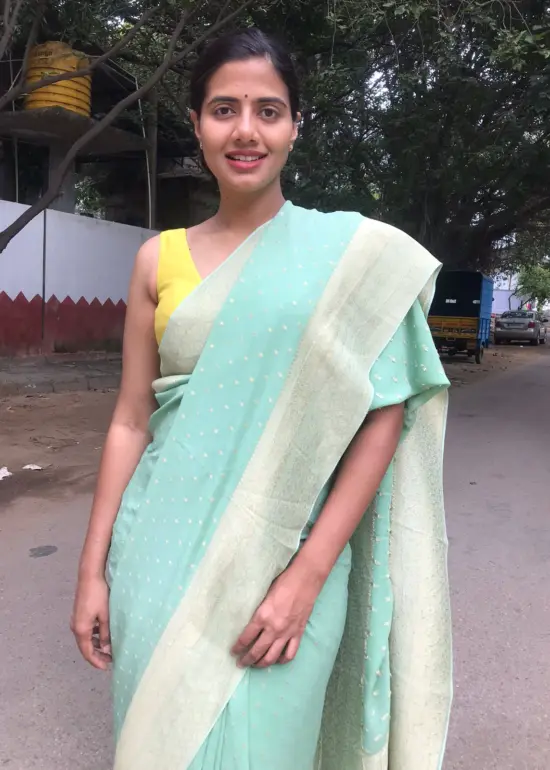 Mint Banarasi Silk Saree in Georgette