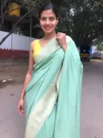 Mint Banarasi Silk Saree in Georgette - Image 4