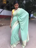 Mint Banarasi Silk Saree in Georgette - Image 2