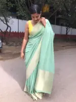 Mint Banarasi Silk Saree in Georgette - Image 3