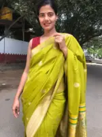 Meadow Green Crepe Silk Saree with Meenakari Designer Pallu