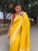 Yellow Banarasi Silk Saree in Georgette