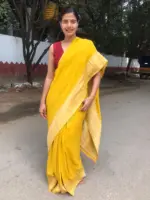 Yellow Banarasi Silk Saree in Georgette - Image 5