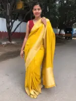 Yellow Banarasi Silk Saree in Georgette - Image 3