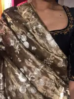 Metallic Tissue Silk Saree highlighted with Floral Embroidery - Image 9
