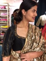 Black Hand Embroidered Raw Silk Blouse