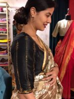 Black Hand Embroidered Raw Silk Blouse - Image 4