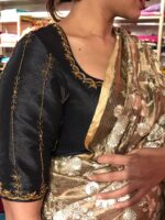 Black Hand Embroidered Raw Silk Blouse - Image 5