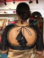 Black Hand Embroidered Raw Silk Blouse - Image 2