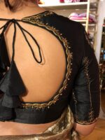 Black Hand Embroidered Raw Silk Blouse - Image 3