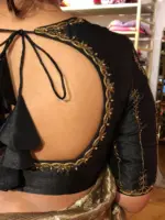Black Hand Embroidered Raw Silk Blouse - Image 3