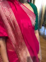 Pink Dola Silk Saree with Antique Zari Weaves - Image 4