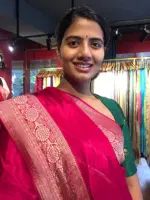 Pink Dola Silk Saree with Antique Zari Weaves - Image 3