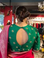 Bottle Green Handwoven Silk Blouse - Image 2