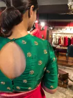 Bottle Green Handwoven Silk Blouse - Image 5