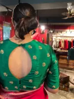 Bottle Green Handwoven Silk Blouse - Image 4