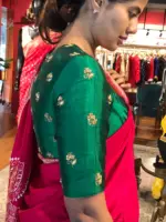 Bottle Green Handwoven Silk Blouse - Image 3