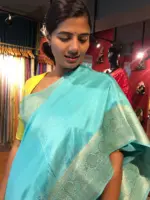 Blue Dola Silk Saree with Antique Zari Weaves