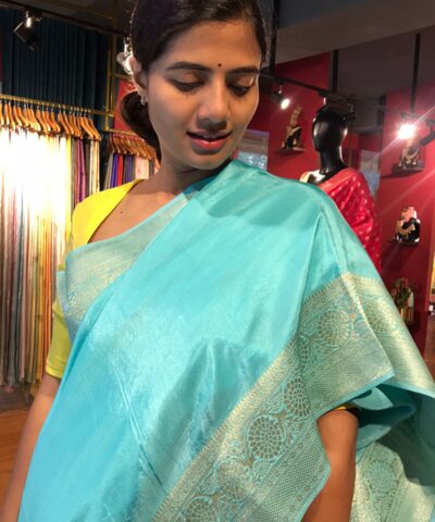 Blue Dola Silk Saree with Antique Zari Weaves